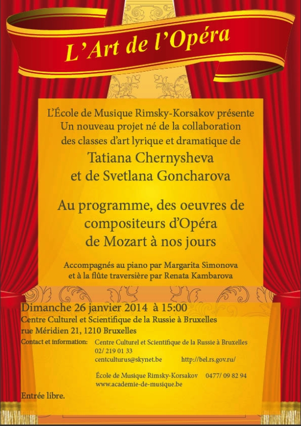 Affiche. CCSRB FR Art de l'Opéra de Mozart à nos jours. Арт Опера от Моцарта по наших дней. 2014-01-26